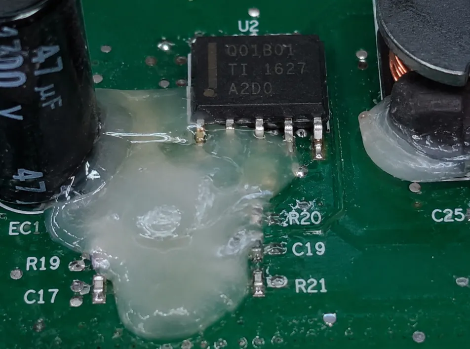 glue overflow on PCBs
